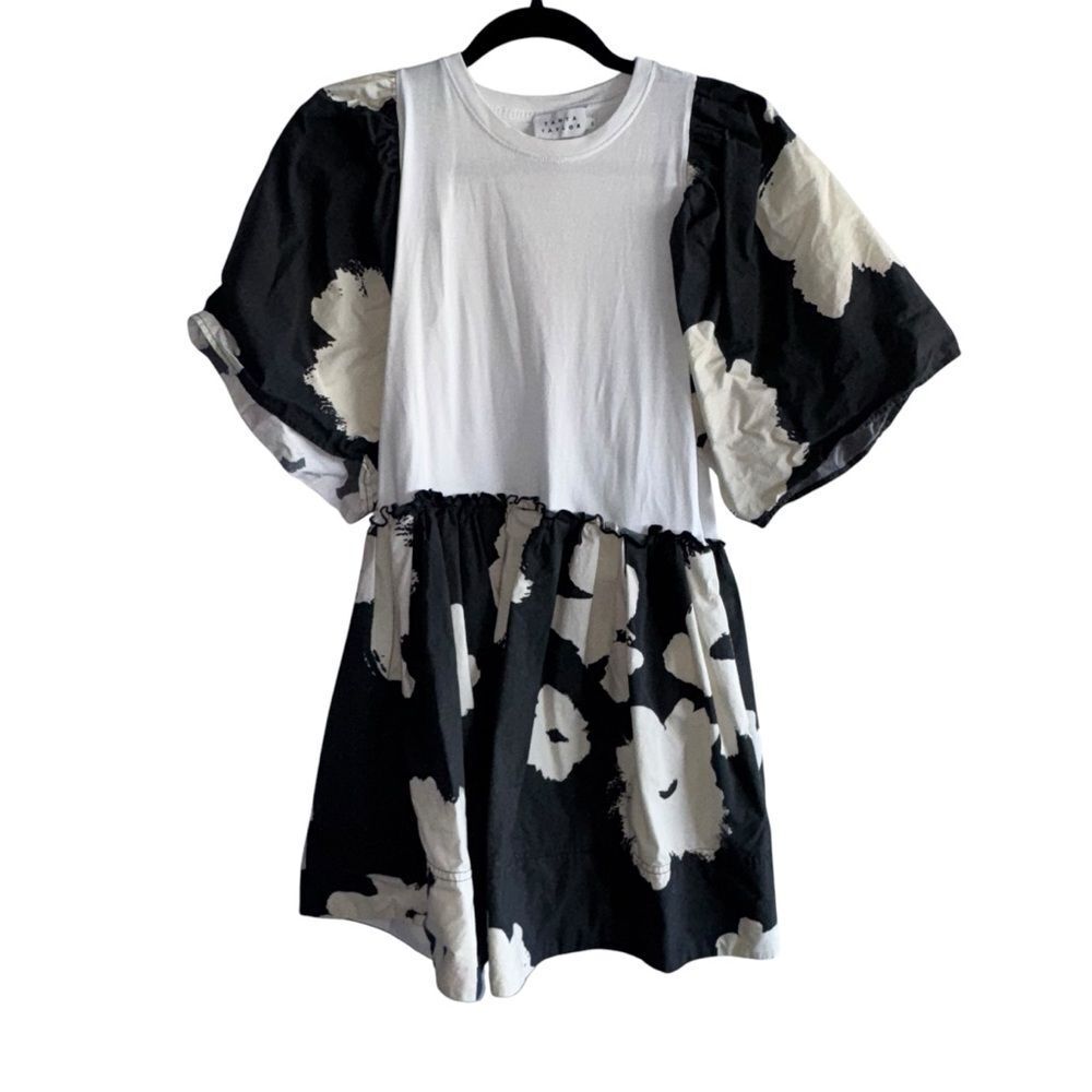 Tanya Taylor Lesley Blossom Black & White Dress with Pockets